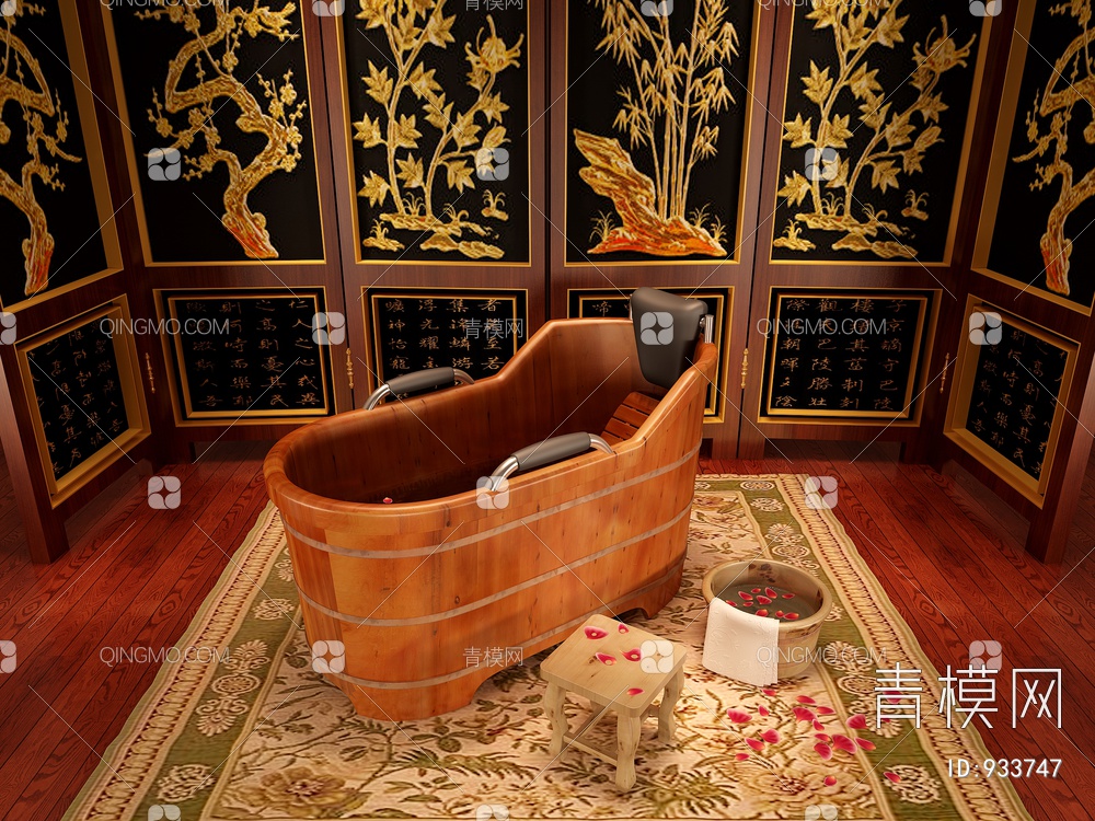 木质浴桶3D模型下载【ID:933747】