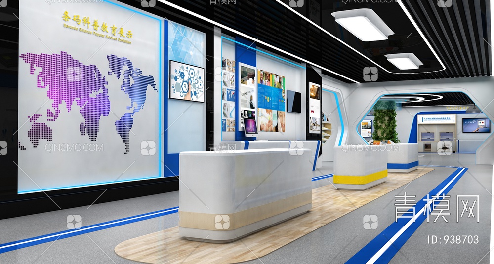 科技展厅，企业展厅，多媒体展厅，空间展厅3D模型下载【ID:938703】