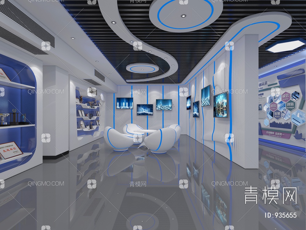 科技展厅，企业展厅3D模型下载【ID:935655】