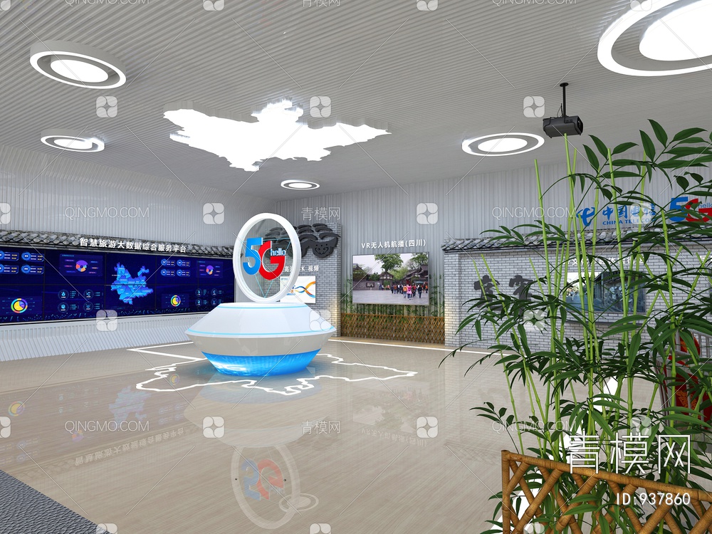 科技展厅，企业展厅，多媒体展厅，空间展厅3D模型下载【ID:937860】