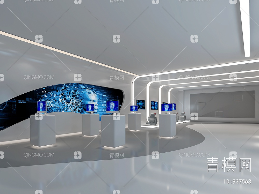 科技展厅，企业展厅，多媒体展厅，空间展厅3D模型下载【ID:937563】