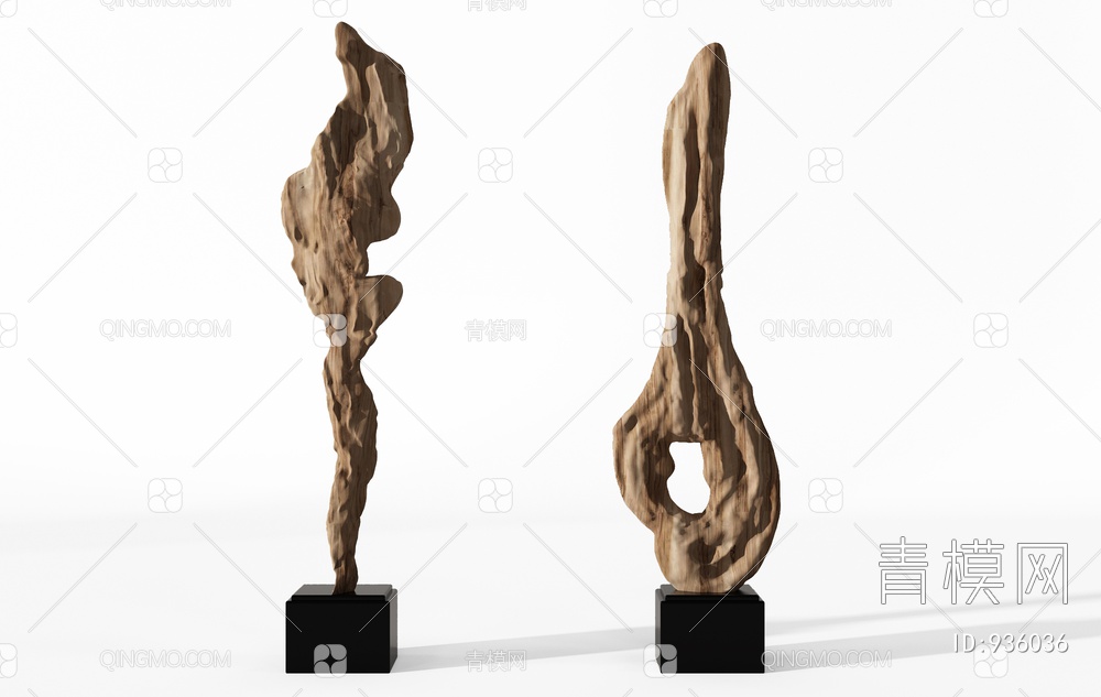雕塑根雕木头3D模型下载【ID:936036】