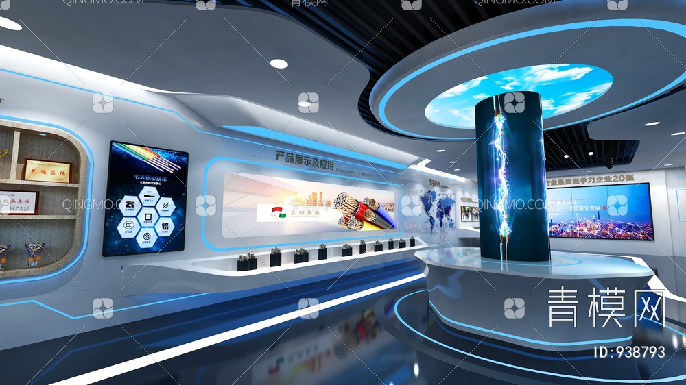 科技展厅，企业展厅，多媒体展厅，空间展厅3D模型下载【ID:938793】