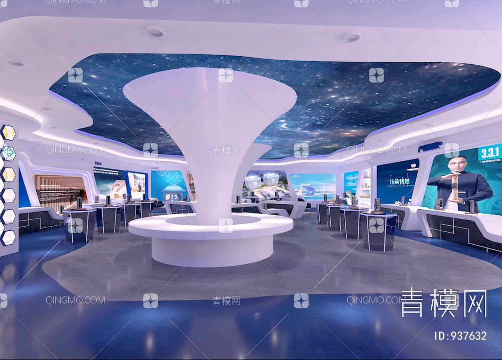 科技展厅，企业展厅，多媒体展厅，空间展厅3D模型下载【ID:937632】