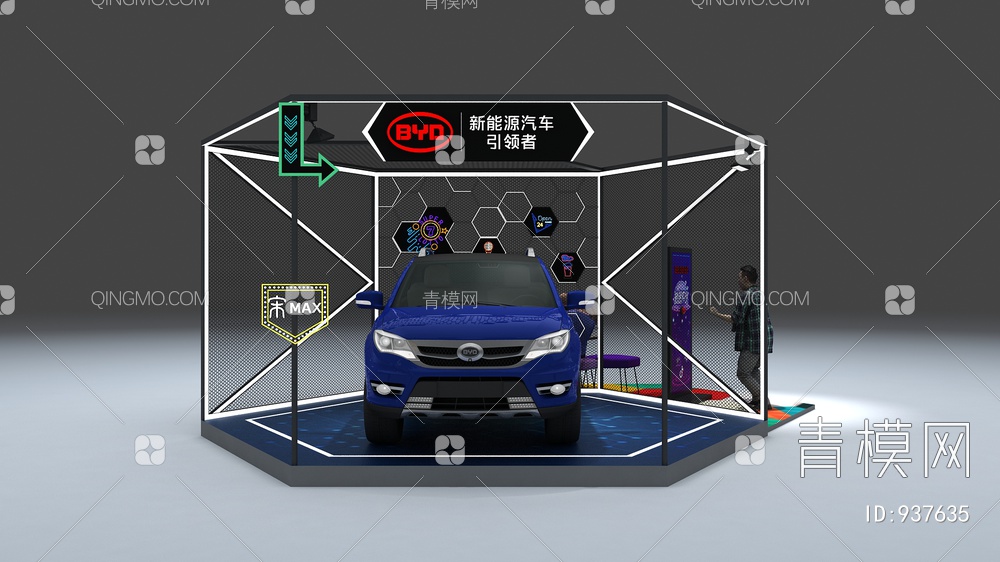 商场汽车展示美陈3D模型下载【ID:937635】
