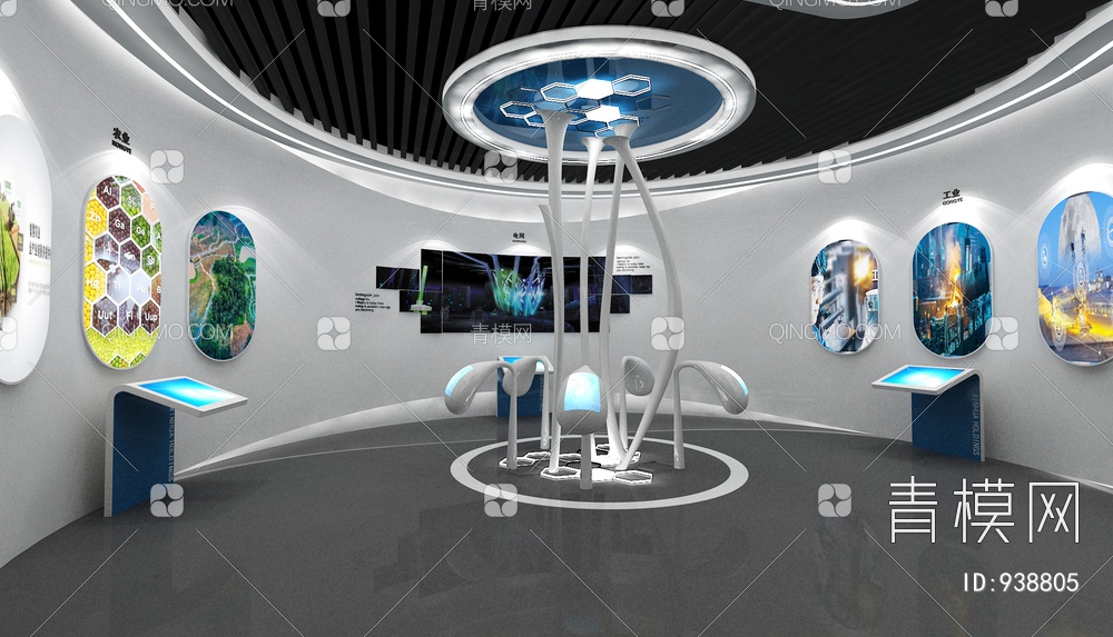 科技展厅，企业展厅，多媒体展厅，空间展厅3D模型下载【ID:938805】