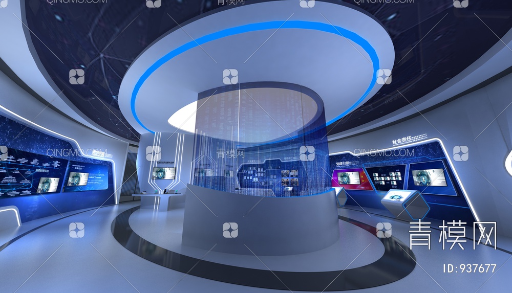 科技展厅，企业展厅，多媒体展厅，空间展厅3D模型下载【ID:937677】