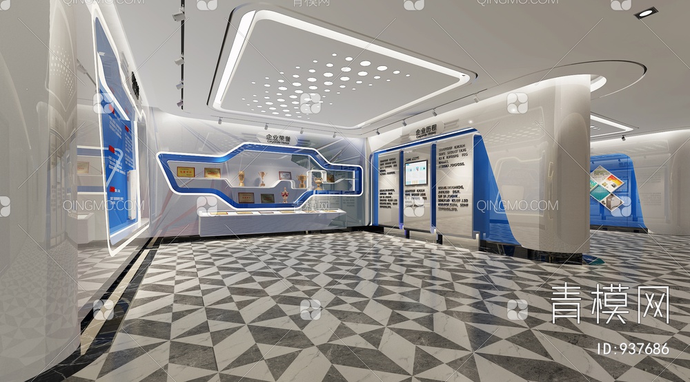 科技展厅，企业展厅，多媒体展厅，空间展厅3D模型下载【ID:937686】