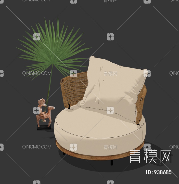 单人沙发SU模型下载【ID:938685】