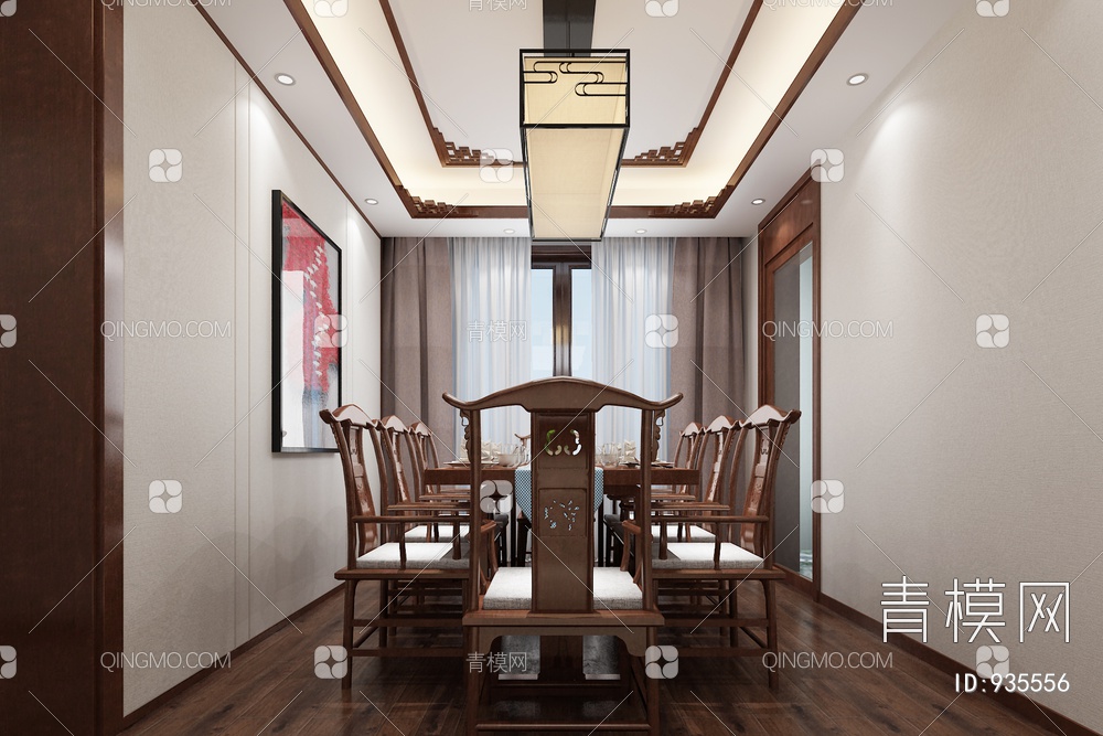 客餐厅，客厅，餐厅，沙发，茶几，餐桌椅3D模型下载【ID:935556】