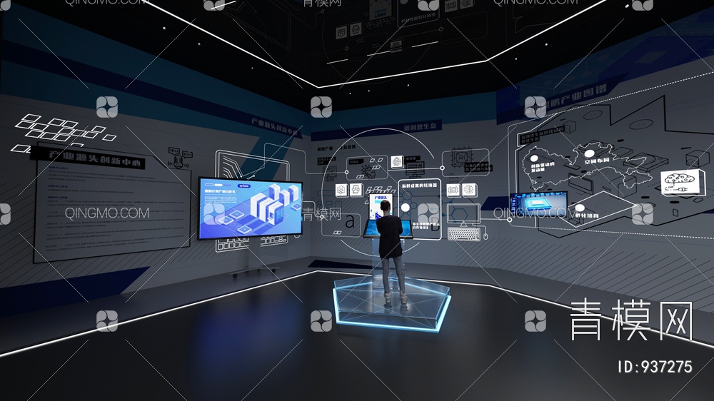 科技展厅，企业展厅，多媒体展厅，空间展厅3D模型下载【ID:937275】