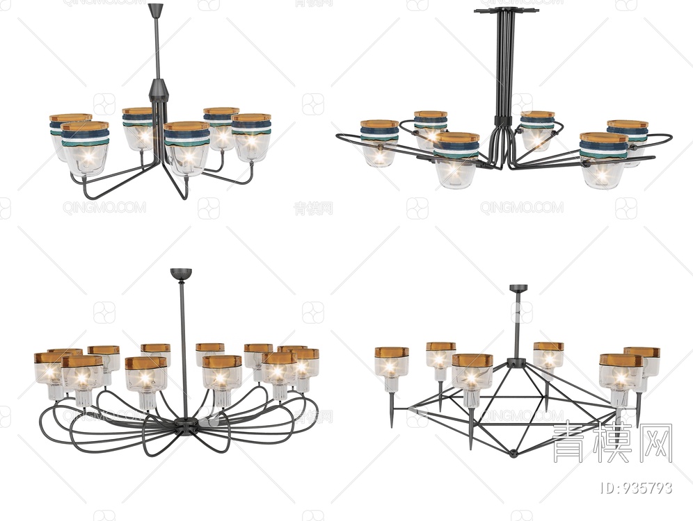 金属铁艺吊灯3D模型下载【ID:935793】
