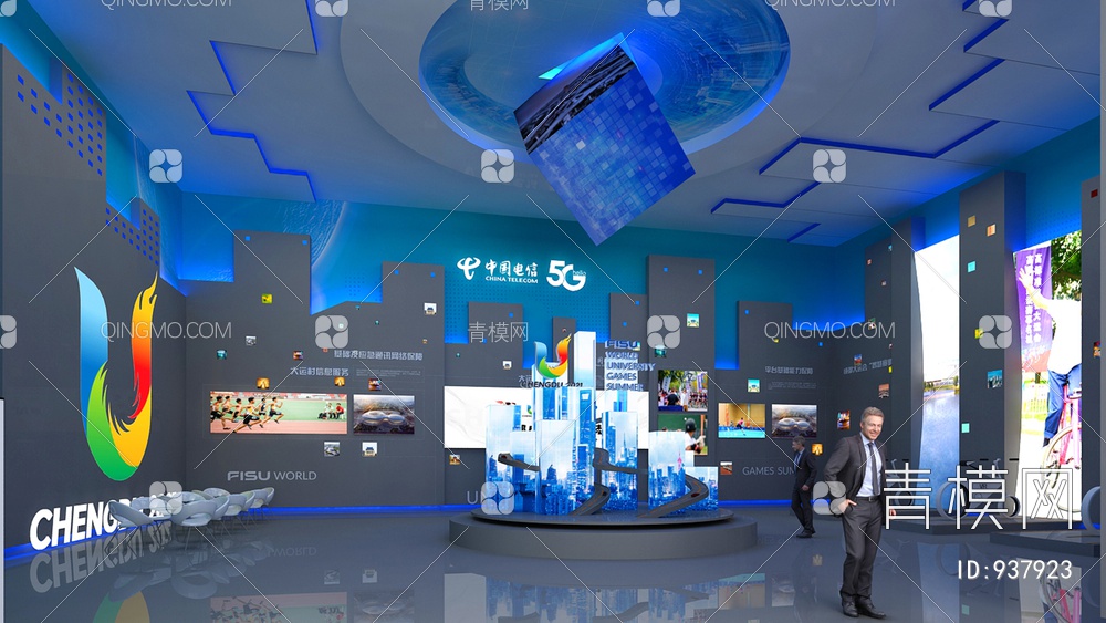 科技展厅，企业展厅，多媒体展厅，空间展厅3D模型下载【ID:937923】