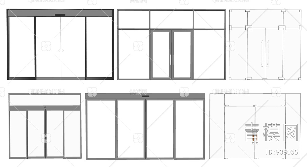 玻璃大门SU模型下载【ID:938055】