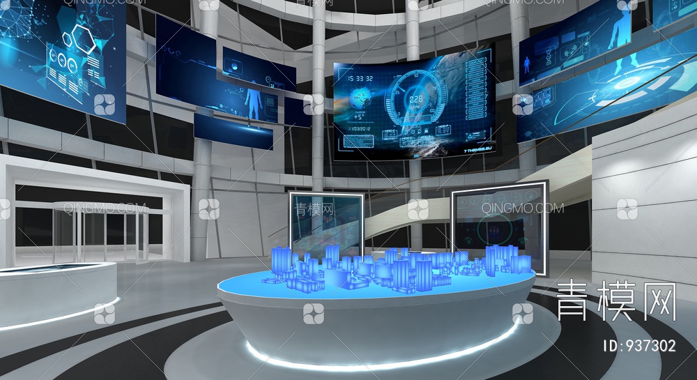 科技展厅，企业展厅，多媒体展厅，空间展厅3D模型下载【ID:937302】