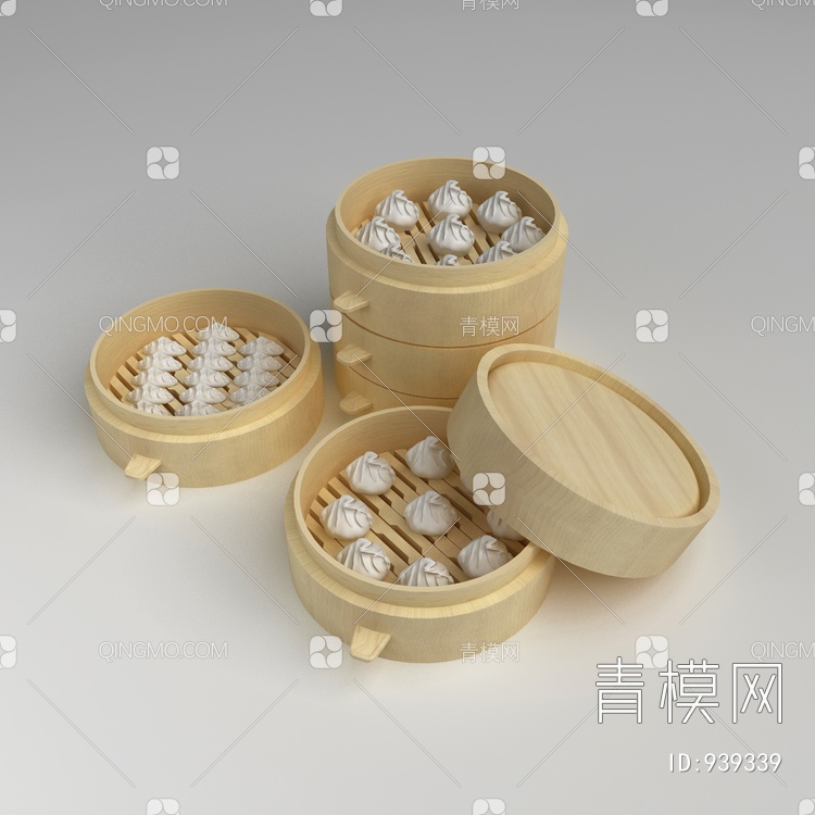 包子 饺子 蒸笼3D模型下载【ID:939339】