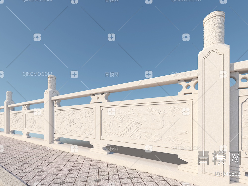 汉白玉护栏 护栏围栏 栏杆3D模型下载【ID:940803】