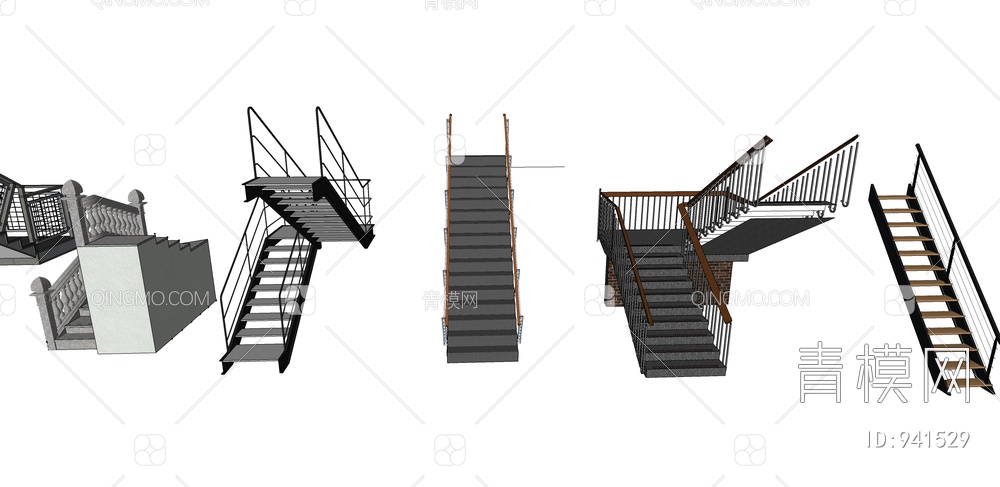 室外楼梯SU模型下载【ID:941529】
