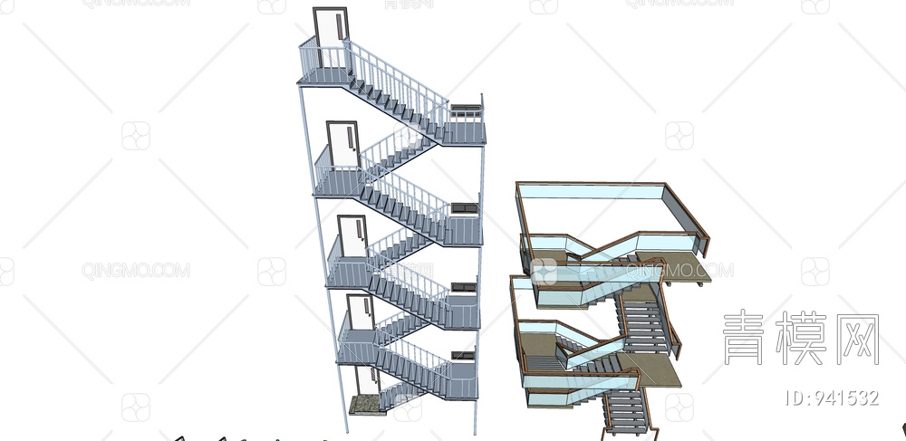 室外楼梯SU模型下载【ID:941532】
