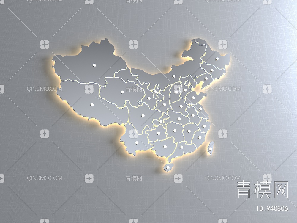中国地图墙饰挂件 地图墙饰3D模型下载【ID:940806】