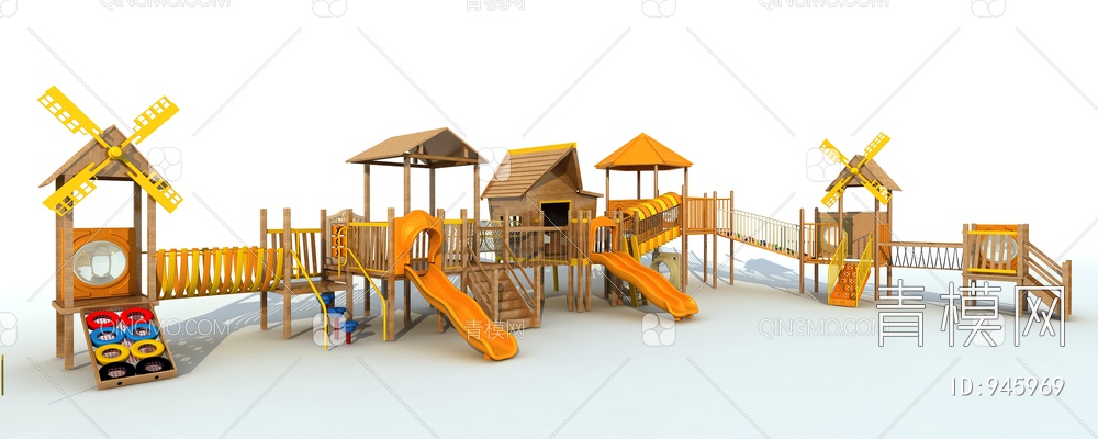 儿童水上滑梯，游乐设备，游乐园，淘气堡3D模型下载【ID:945969】