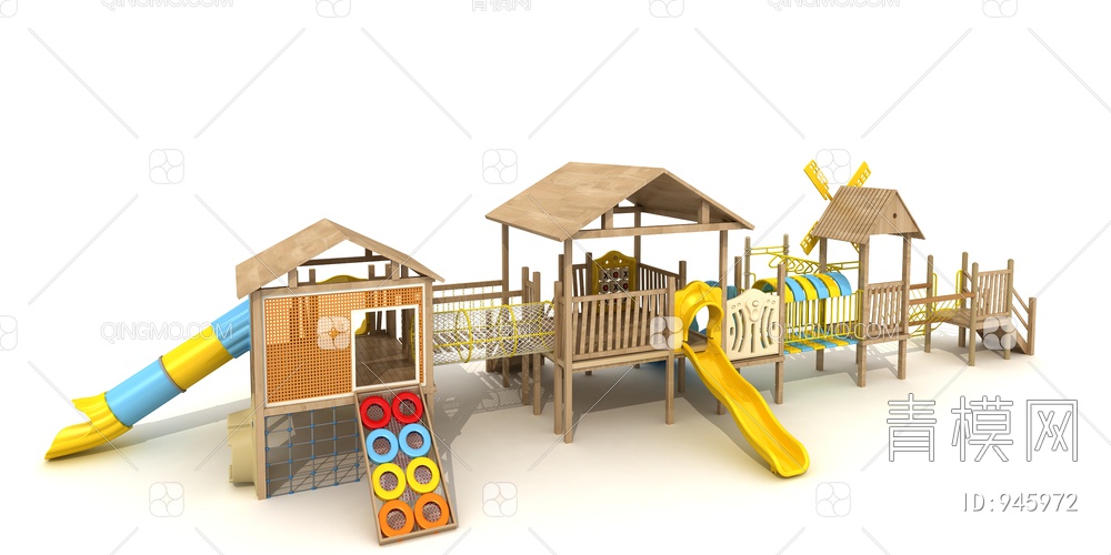 儿童水上滑梯，游乐设备，游乐园，淘气堡3D模型下载【ID:945972】