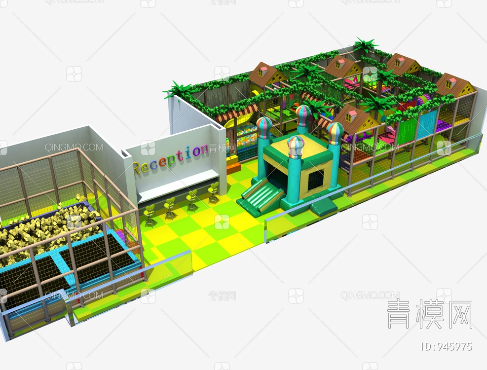 儿童水上滑梯，游乐设备，游乐园，淘气堡3D模型下载【ID:945975】
