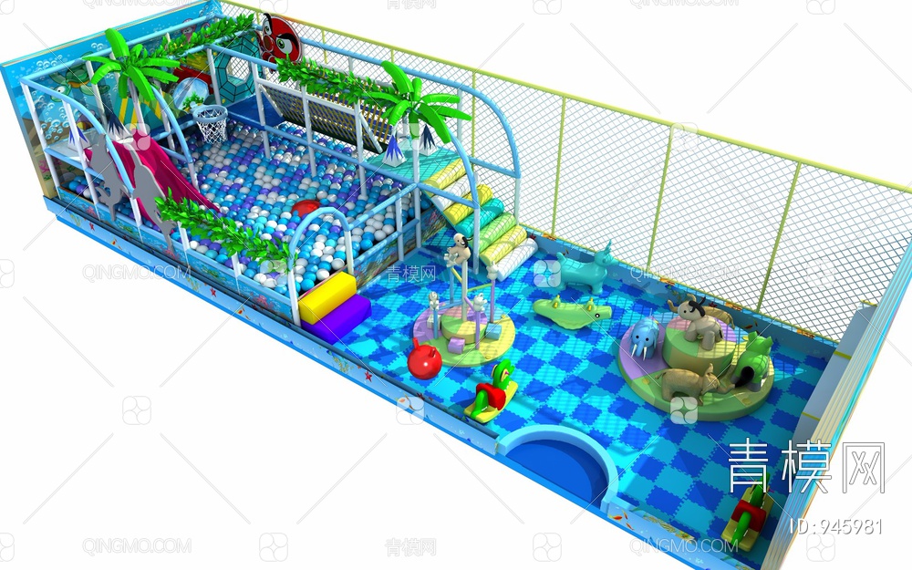 儿童水上滑梯，游乐设备，游乐园，淘气堡3D模型下载【ID:945981】