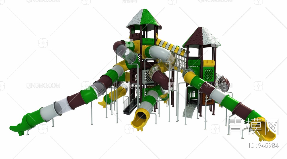 儿童水上滑梯，游乐设备，游乐园，淘气堡3D模型下载【ID:945984】