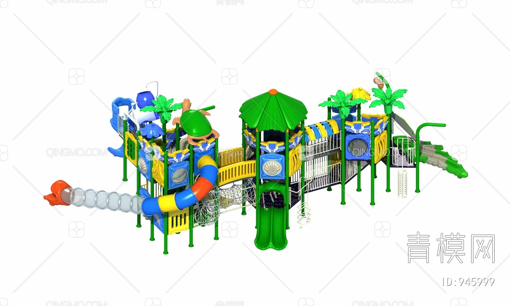 儿童水上滑梯，游乐设备，游乐园，淘气堡3D模型下载【ID:945999】