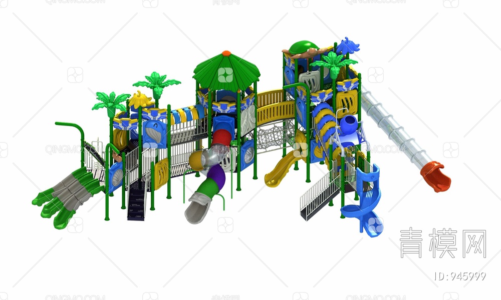 儿童水上滑梯，游乐设备，游乐园，淘气堡3D模型下载【ID:945999】