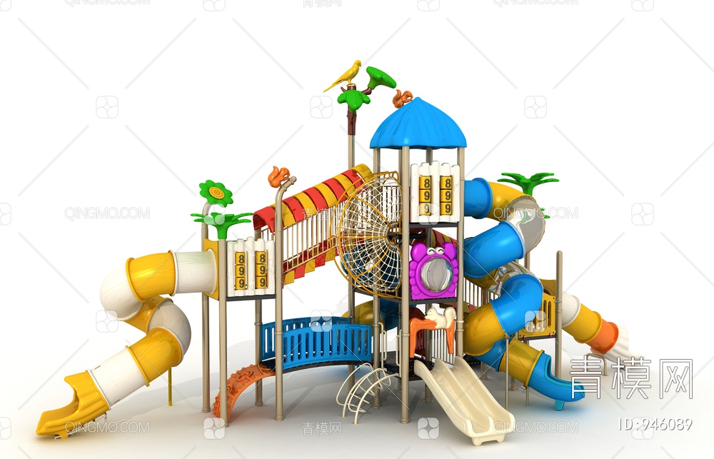 儿童水上滑梯，游乐设备，游乐园，淘气堡3D模型下载【ID:946089】