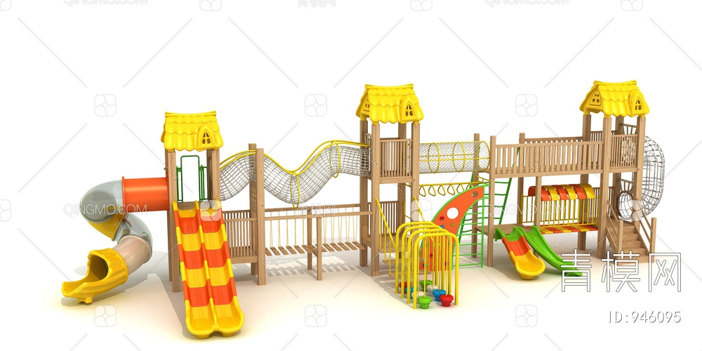 儿童水上滑梯，游乐设备，游乐园，淘气堡3D模型下载【ID:946095】