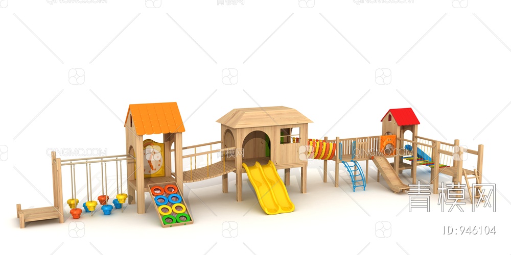 儿童水上滑梯，游乐设备，游乐园，淘气堡3D模型下载【ID:946104】