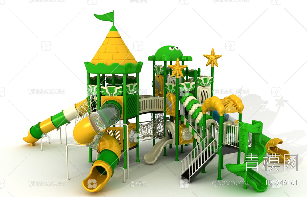 儿童水上滑梯，游乐设备，游乐园，淘气堡3D模型下载【ID:946161】