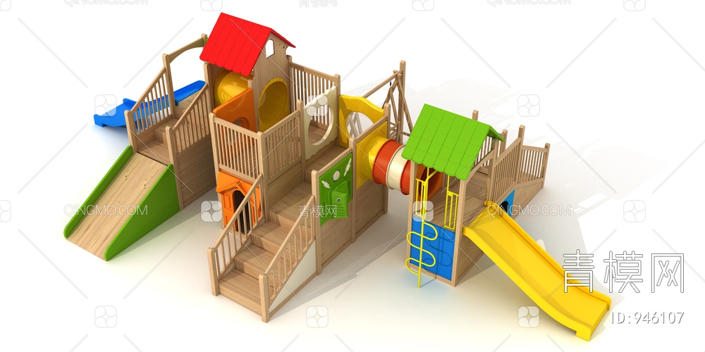 儿童水上滑梯，游乐设备，游乐园，淘气堡3D模型下载【ID:946107】