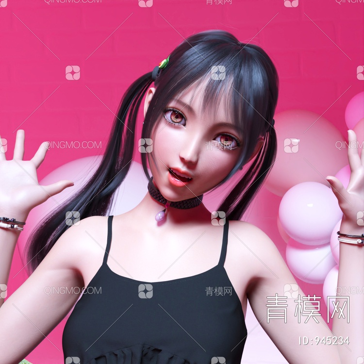 网红可爱小女孩3D模型下载【ID:945234】