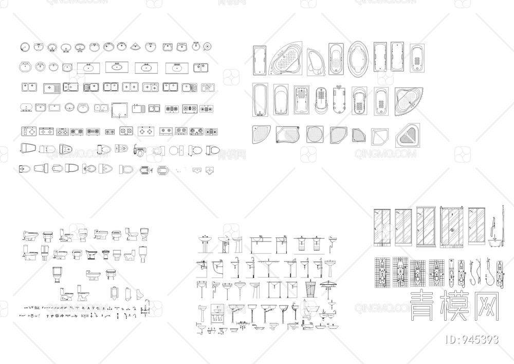 卫生间洁具常用CAD【ID:945393】