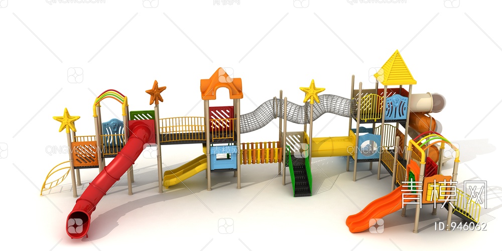 儿童水上滑梯，游乐设备，游乐园，淘气堡3D模型下载【ID:946062】