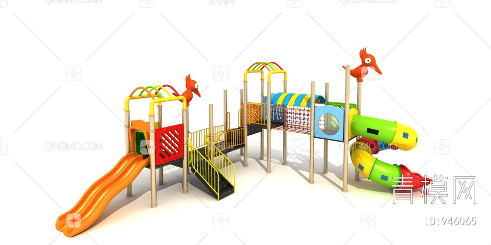 儿童水上滑梯，游乐设备，游乐园，淘气堡3D模型下载【ID:946065】