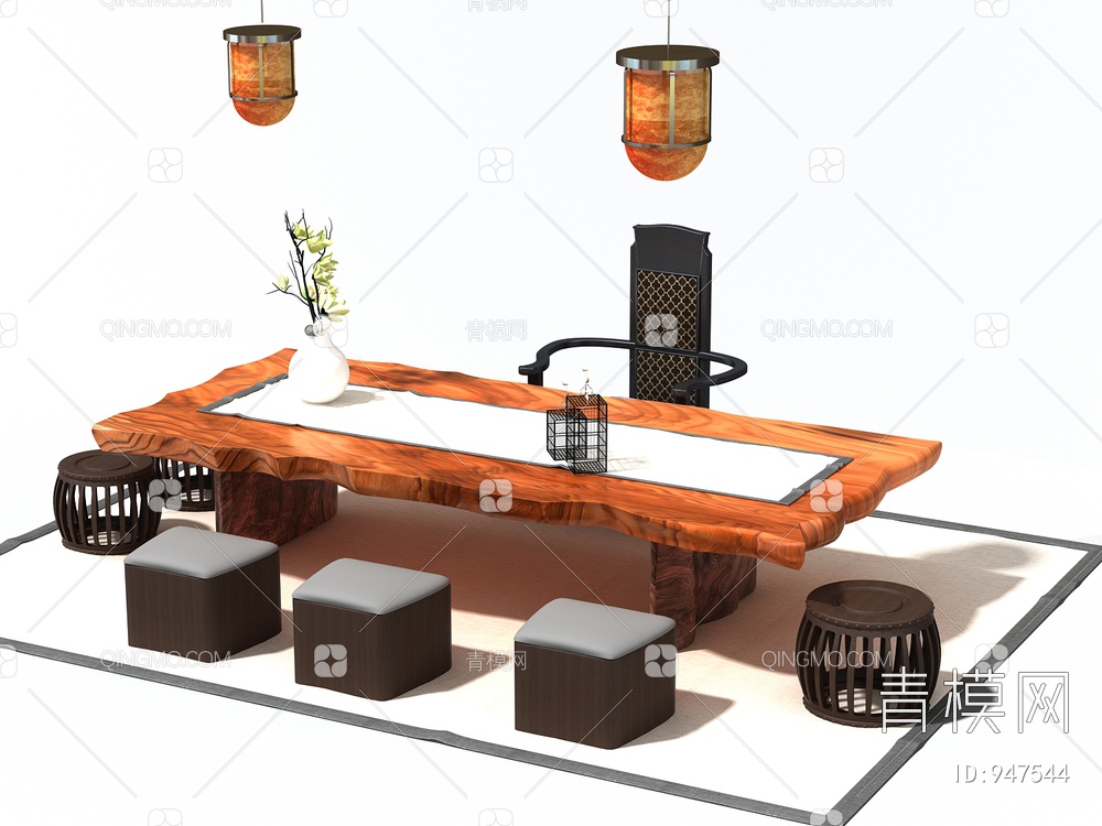 茶桌椅3D模型下载【ID:947544】