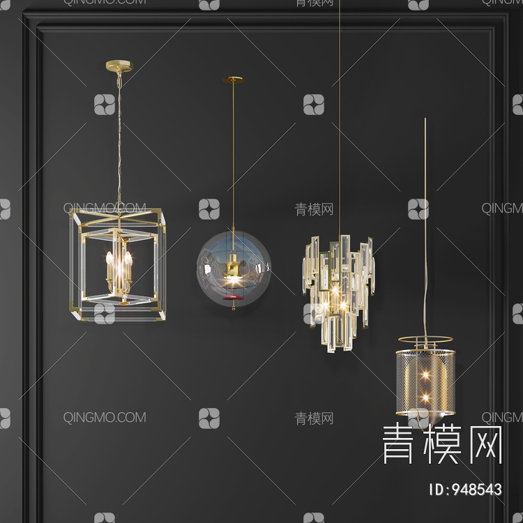 小吊灯组合3D模型下载【ID:948543】
