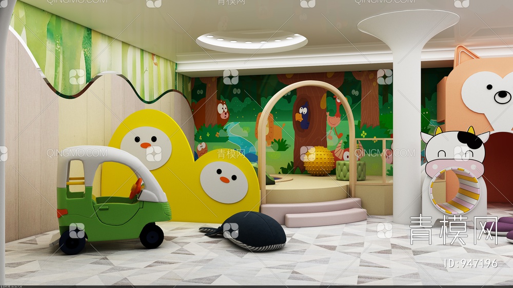 幼儿园学校游乐中心3D模型下载【ID:947196】