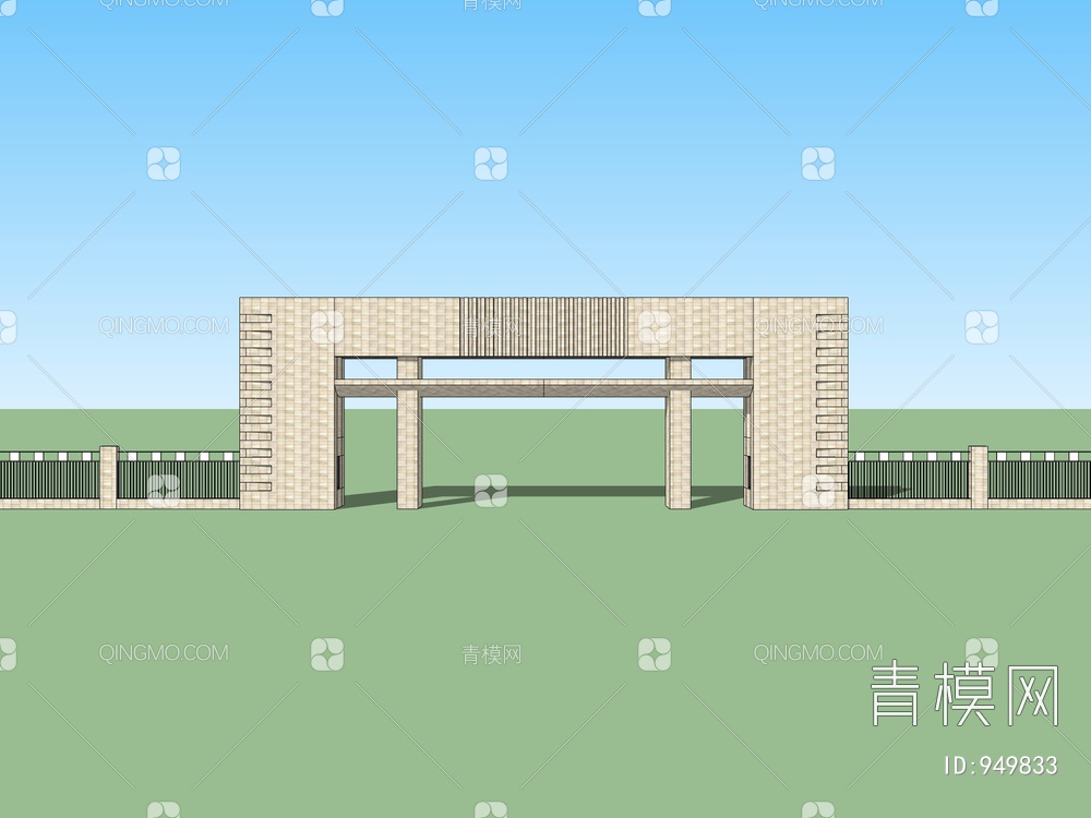 厂区学校大门入口SU模型下载【ID:949833】