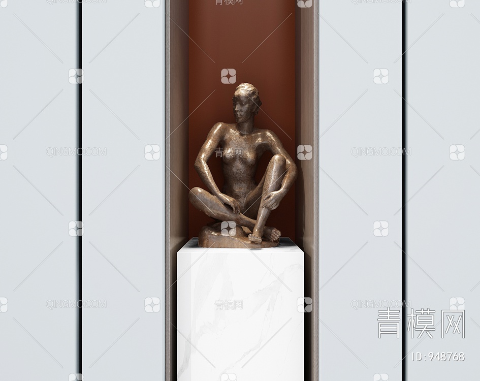 金属小人人物雕塑，3D模型下载【ID:948768】
