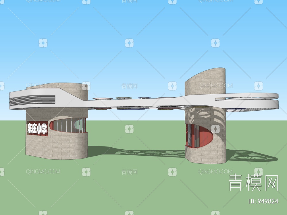 厂区学校大门入口SU模型下载【ID:949824】