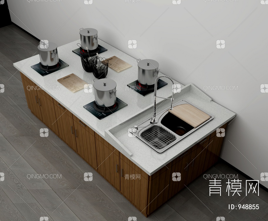 烹饪学生桌 教室 厨3D模型下载【ID:948855】