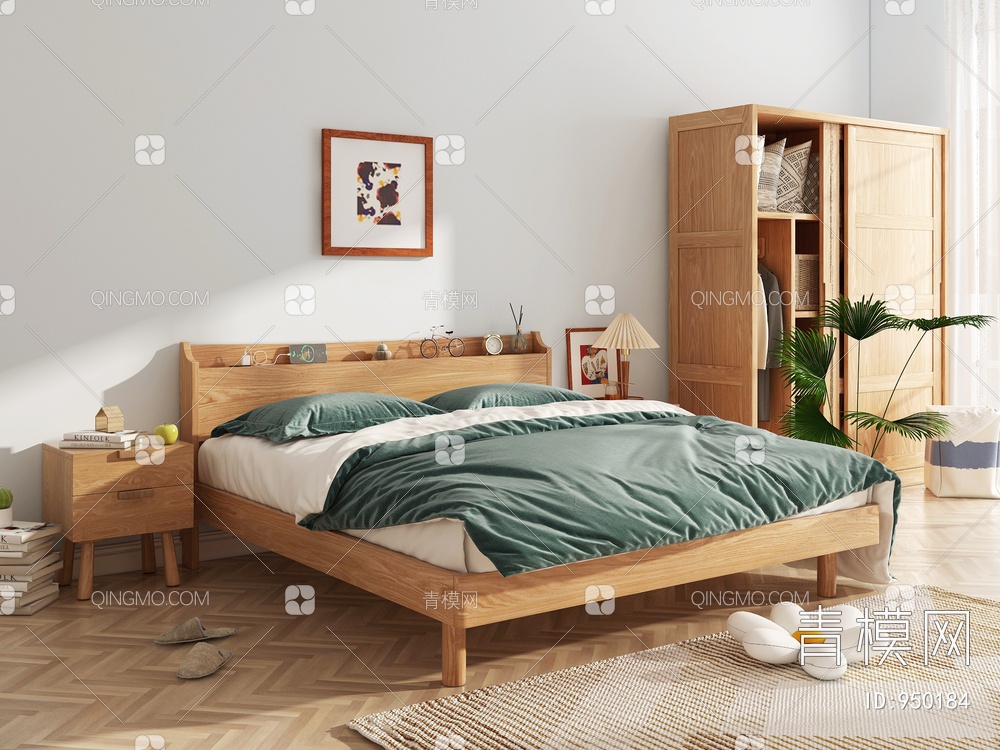床，床头柜，衣柜3D模型下载【ID:950184】