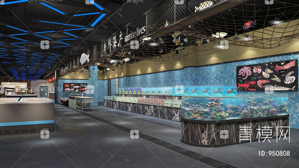 超市 餐饮 海鲜水3D模型下载【ID:950808】