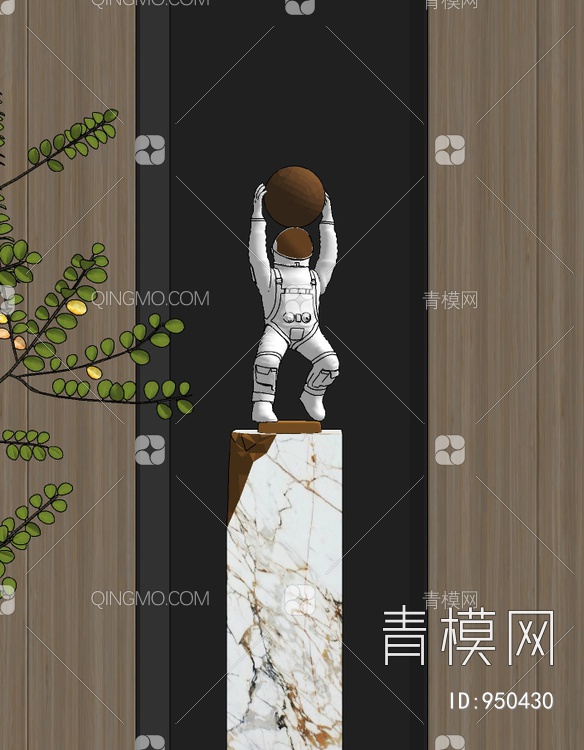 抽象人物雕塑SU模型下载【ID:950430】